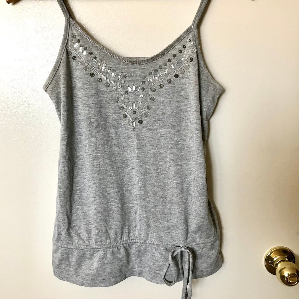 ONLY Gray Sequin Tank Top – Adjustable Straps – Size S